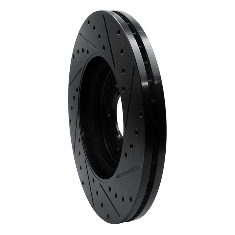 Jaguar XK Brake Rotor (1) - Front Left - R1 Concepts - Drilled & Slotted - Black - `06-`10